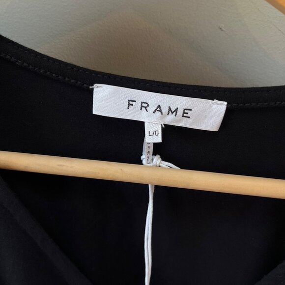 Frame Agnes Ruched Knit Top Noir Black Size L - Picture 3 of 7